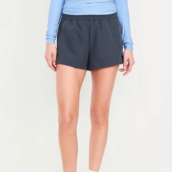 NWT Navy blue extra high waisted crinkle run shorts size M - Picture 3 of 6